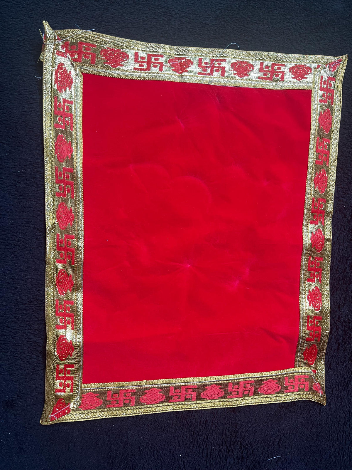 Red Velvet Pooja Aasan | Ritual Prayer Mat Big Medium Small Sizes