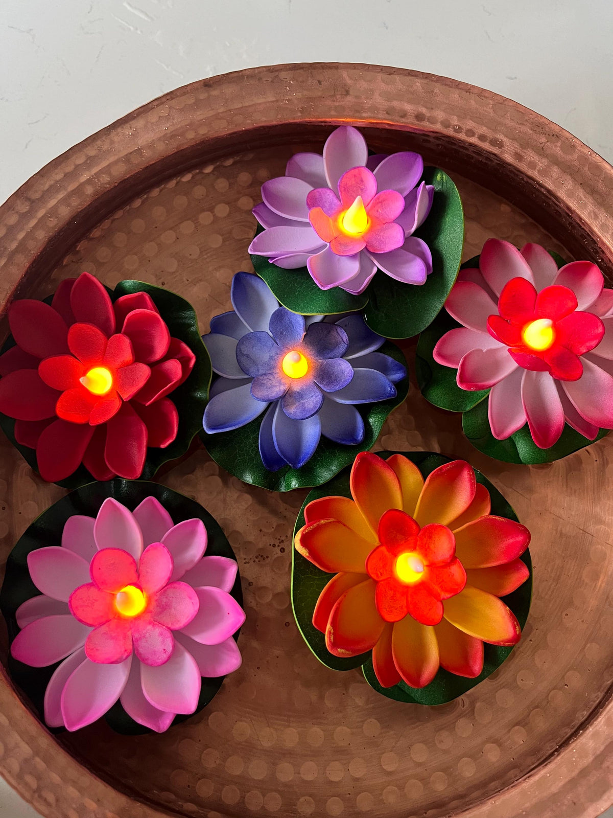Floating LED Lotus Candles | Diwali Tihar Water Sensor Lights Set of 6
