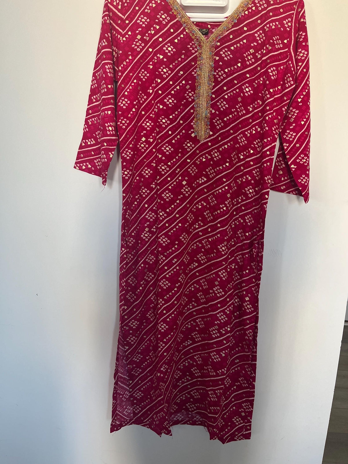 Embroidered Tunic Top | Floral Mandarin Collar Kashmiri Kurti for Women