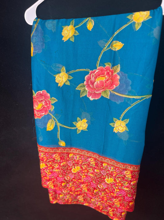 Multicolored Chiffon Saree | Lightweight Dola Sari for Party Festival Wear