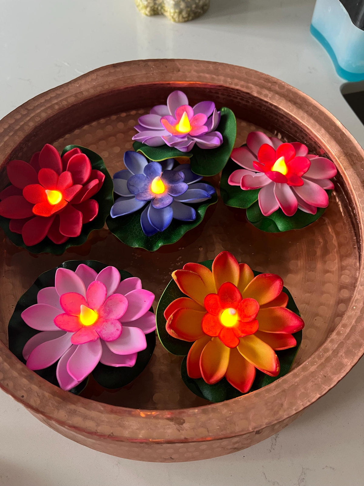 Floating LED Lotus Candles | Diwali Tihar Water Sensor Lights Set of 6