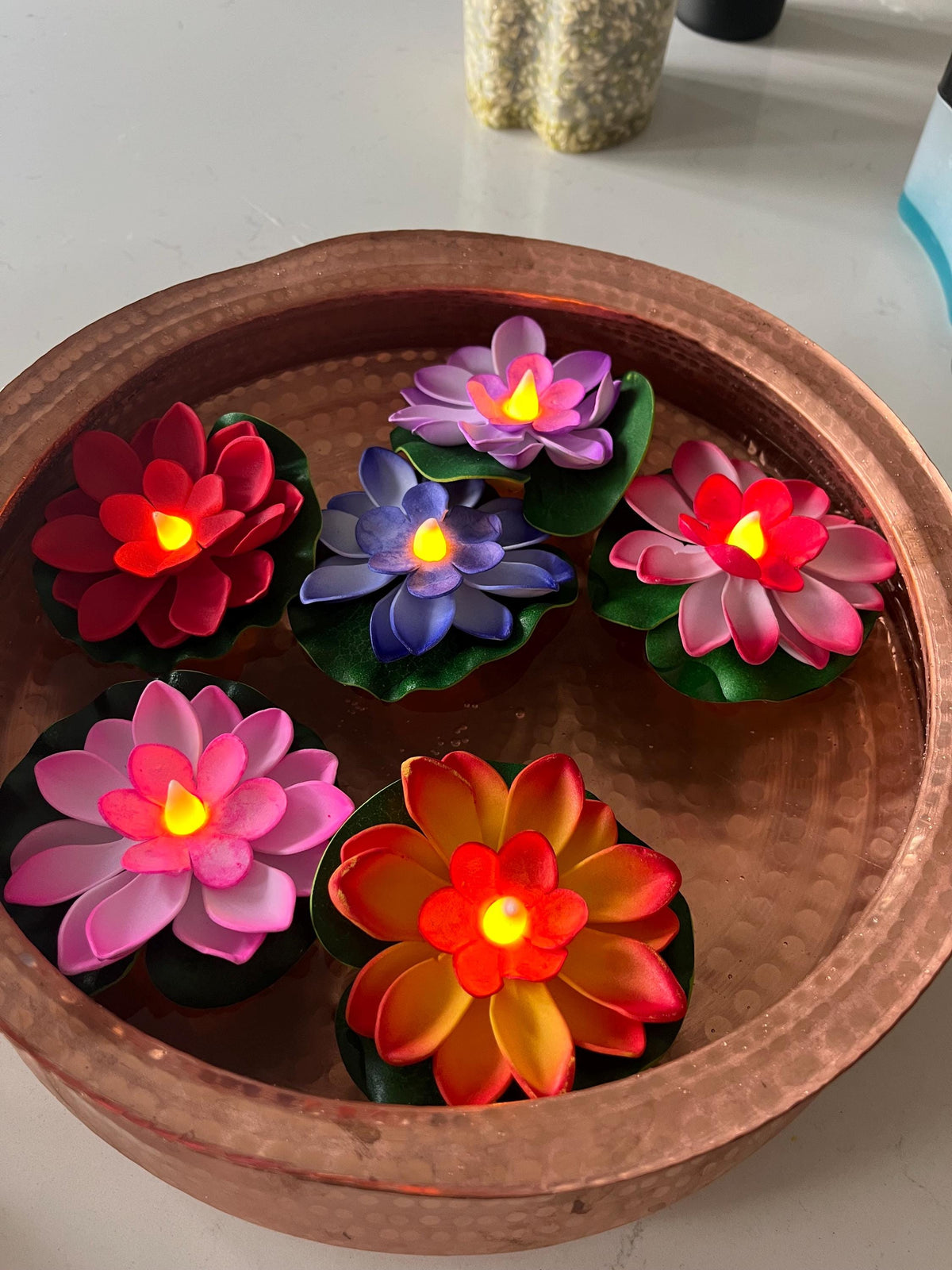 Floating LED Lotus Candles | Diwali Tihar Water Sensor Lights Set of 6