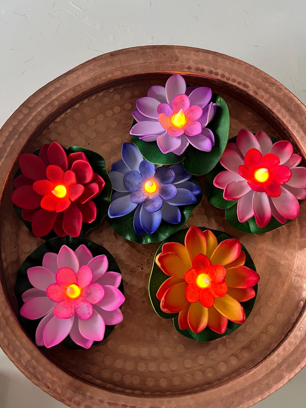Floating LED Lotus Candles | Diwali Tihar Water Sensor Lights Set of 6