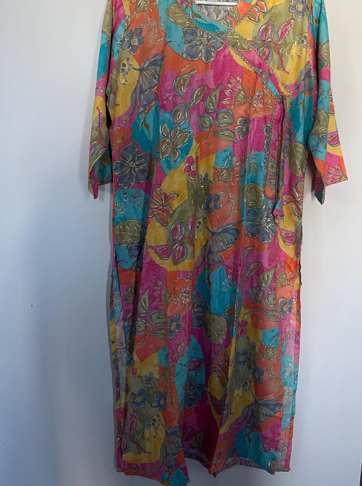 Embroidered Tunic Top | Floral Mandarin Collar Kashmiri Kurti for Women