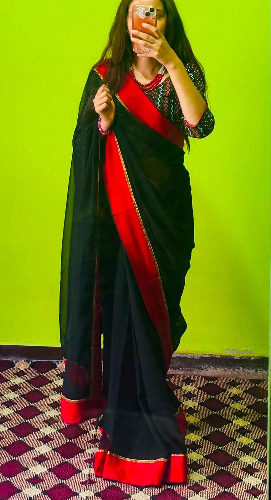 Nepali Newari Haku Patasi Saree Set with Blouse | Traditional Newar Clothing | Cultural Festival Wear